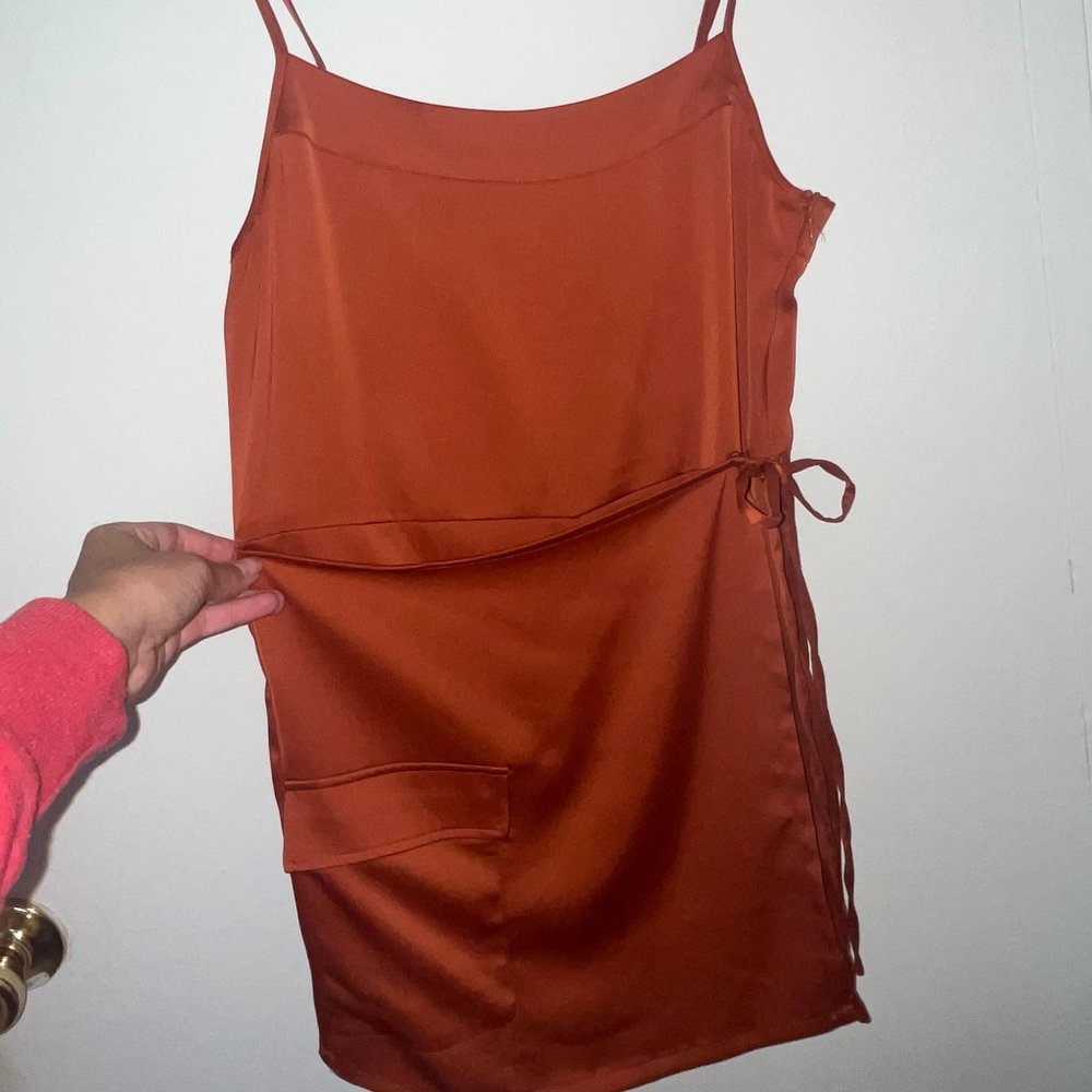 rust silky urban outfitters romper